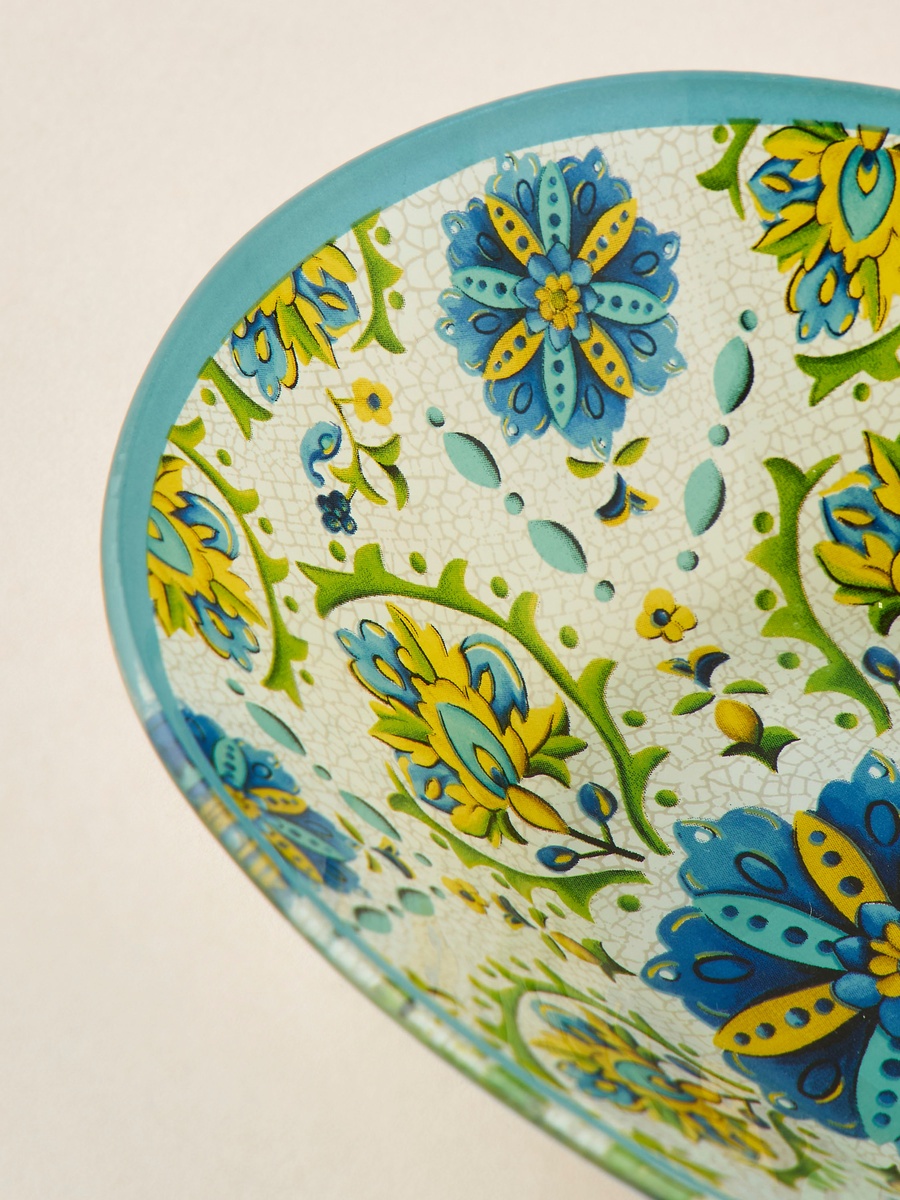 Lumira Printed Glass Serving Bowl - 14x20x4 cm
