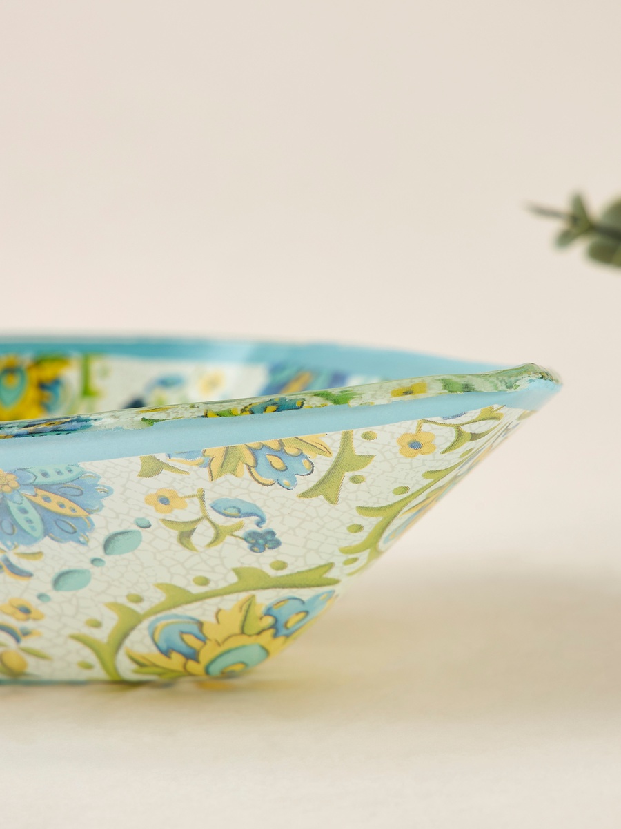 Lumira Printed Glass Serving Bowl - 14x20x4 cm