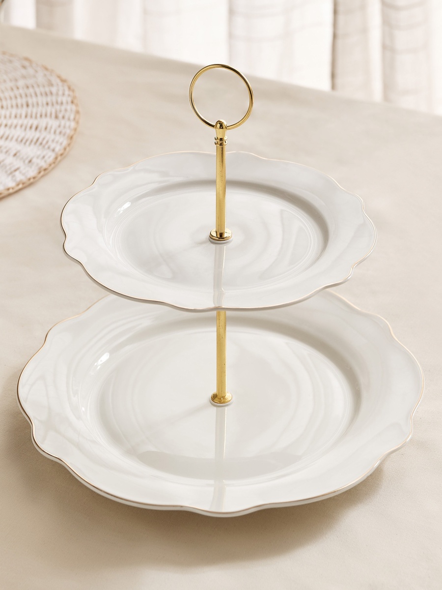 Ivory 2-Tier Cake Stand - 27 cm + 21 cm