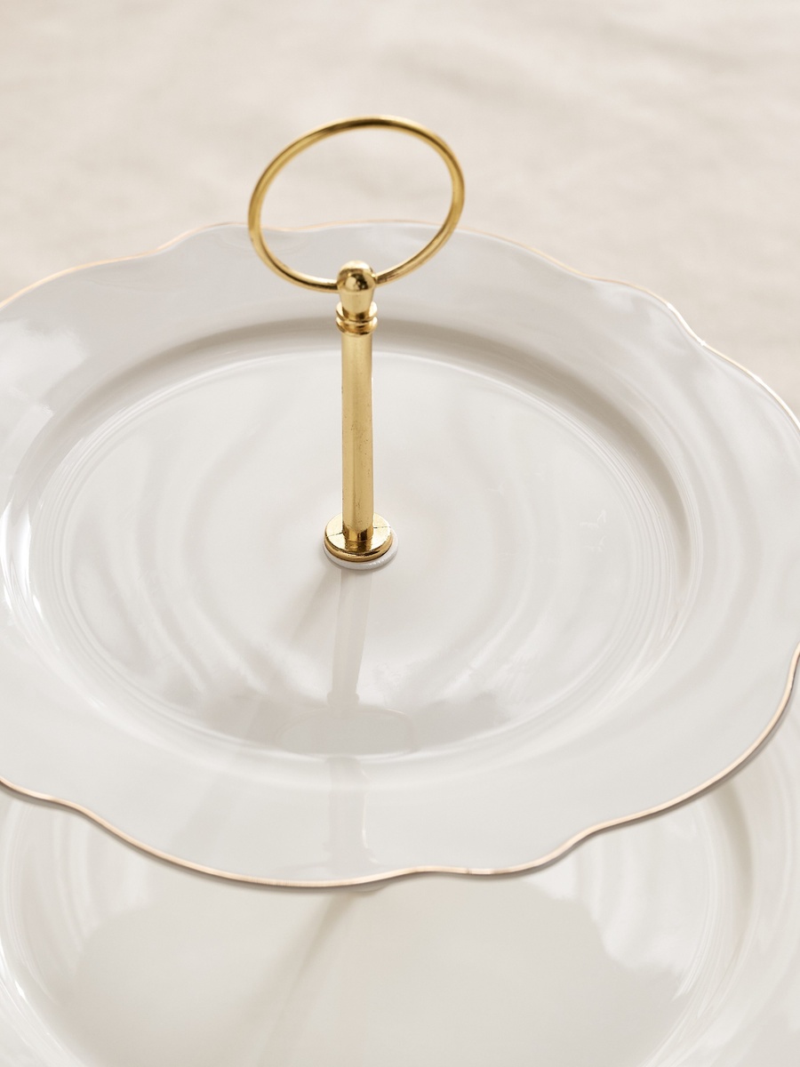 Ivory 2-Tier Cake Stand - 27 cm + 21 cm