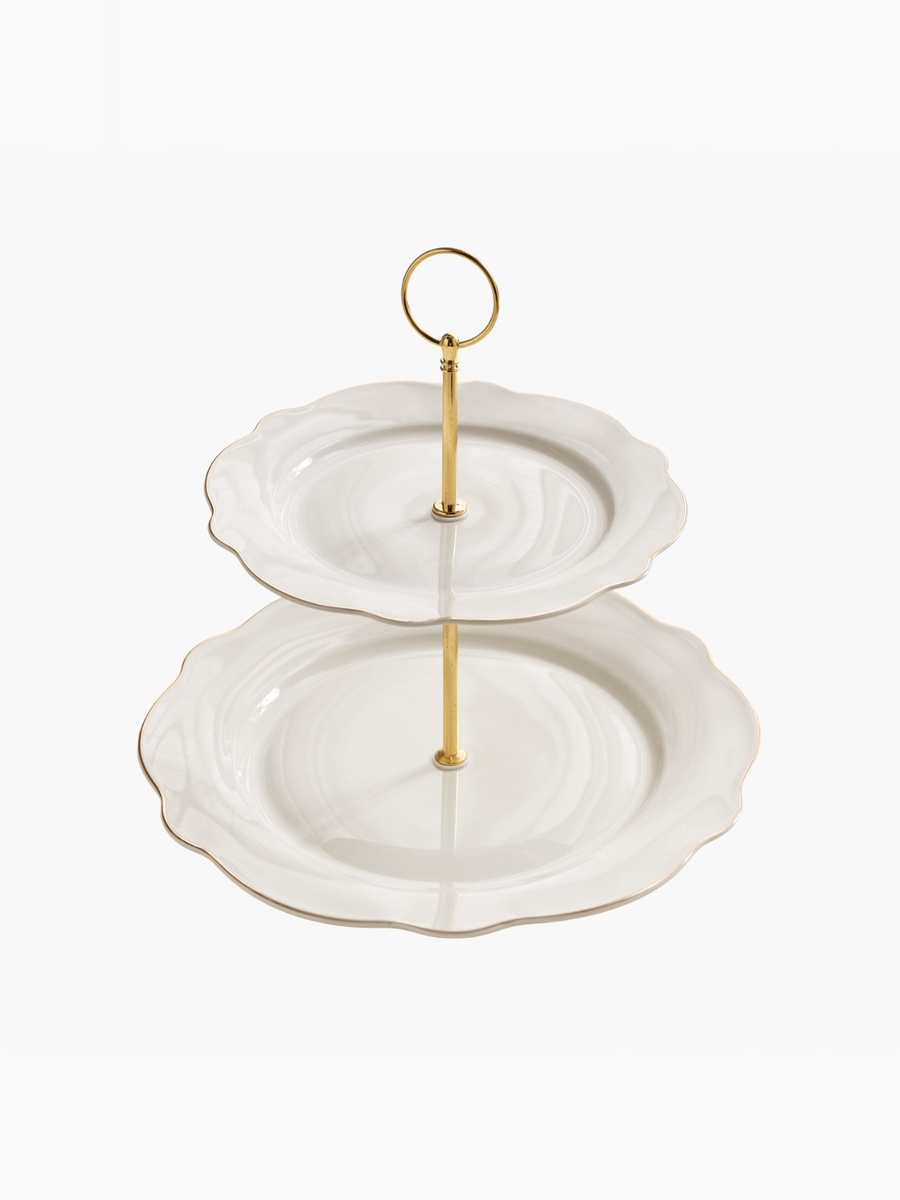 Ivory 2-Tier Cake Stand - 27 cm + 21 cm