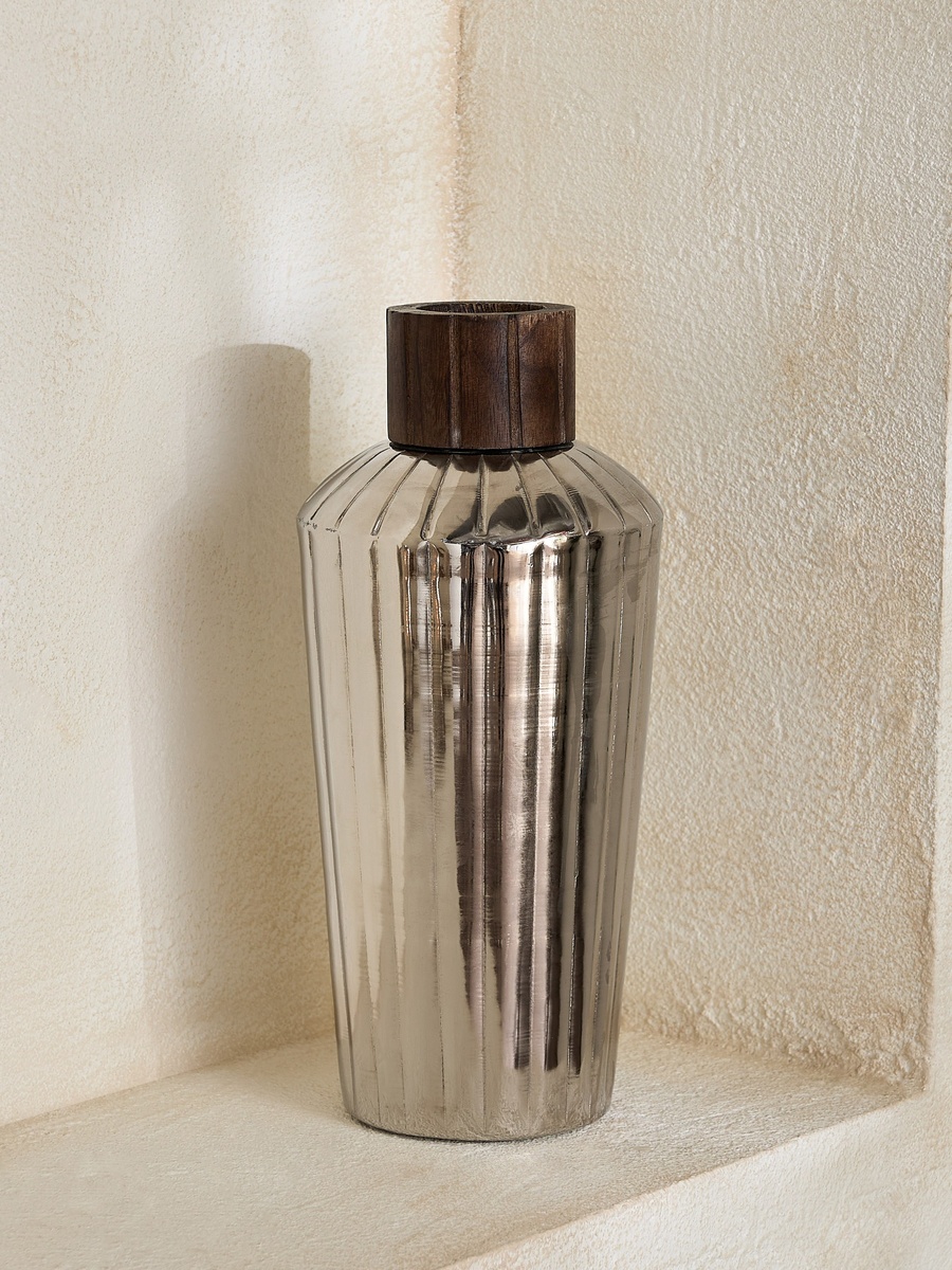 Sifat Terrano Decorative Vase with Wooden Neck - 16x16x36 cm