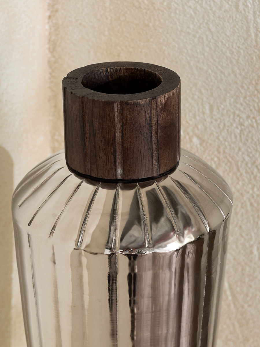 Sifat Terrano Decorative Vase with Wooden Neck - 16x16x36 cm