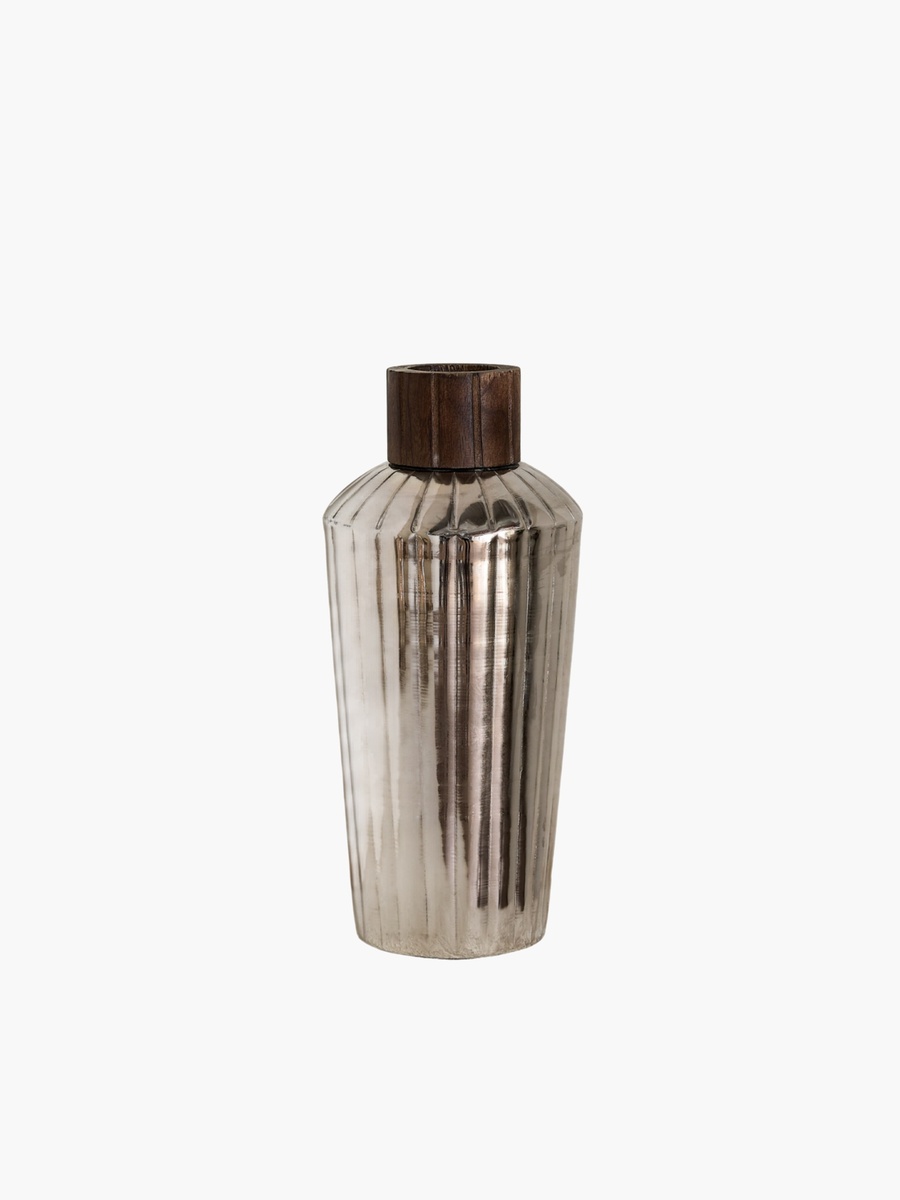 Sifat Terrano Decorative Vase with Wooden Neck - 16x16x36 cm