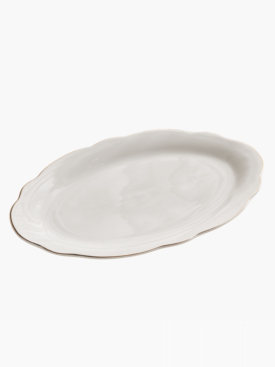 Ivory Platter with Gold Rim- 36 cm