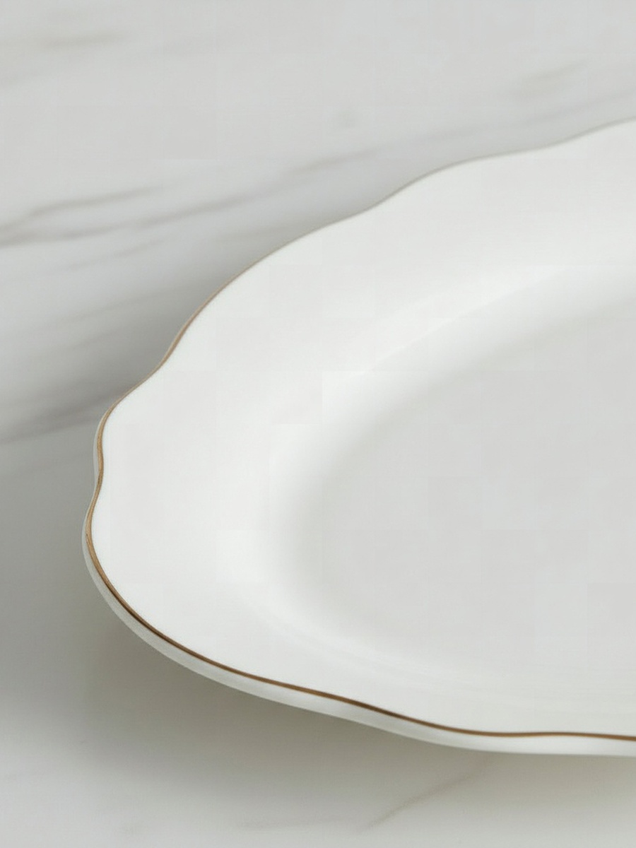 Ivory Platter with Gold Rim- 36 cm