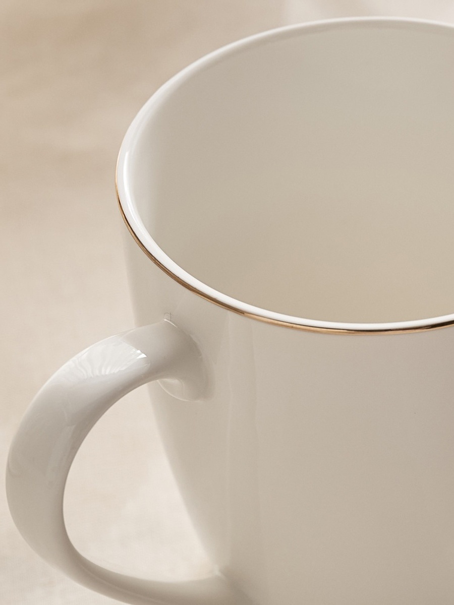 Ivory Mug with Gold Rim - 360 ml