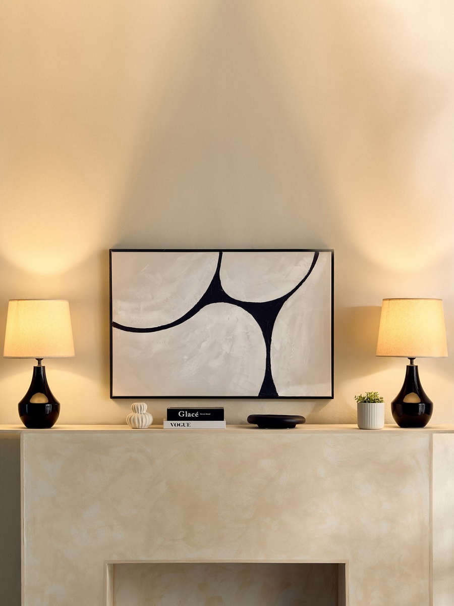 طقم مصابيح طاولة سيراميك كيان - قطعتين - 28*28*50 سم