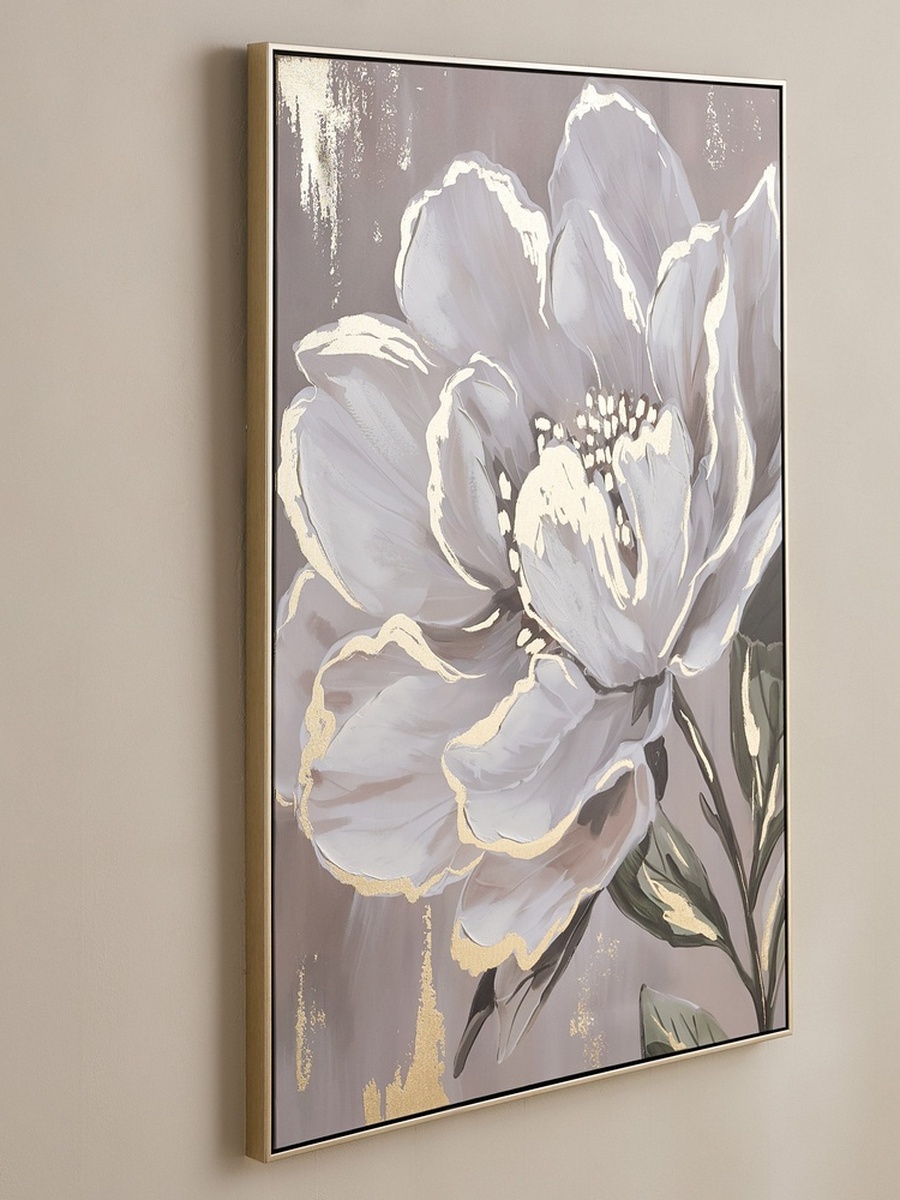 Vivid Solid Wood Stretcher Framed 60% Hand Painted Transparent Flower Canvas Art - 80x120 cm