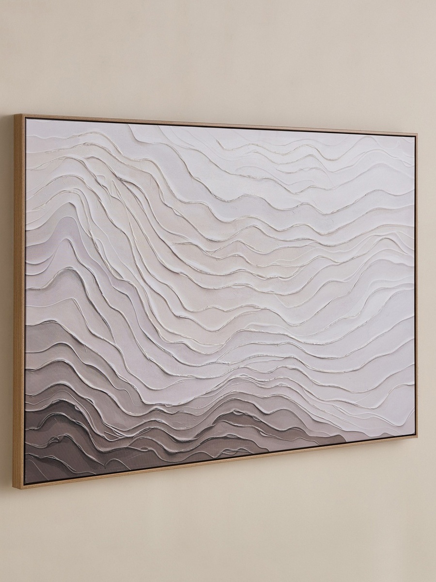 Vivid Solid Wood Stretcher Framed 80% Hand Painted Wave Abstract Canvas Art - 80x120 cm