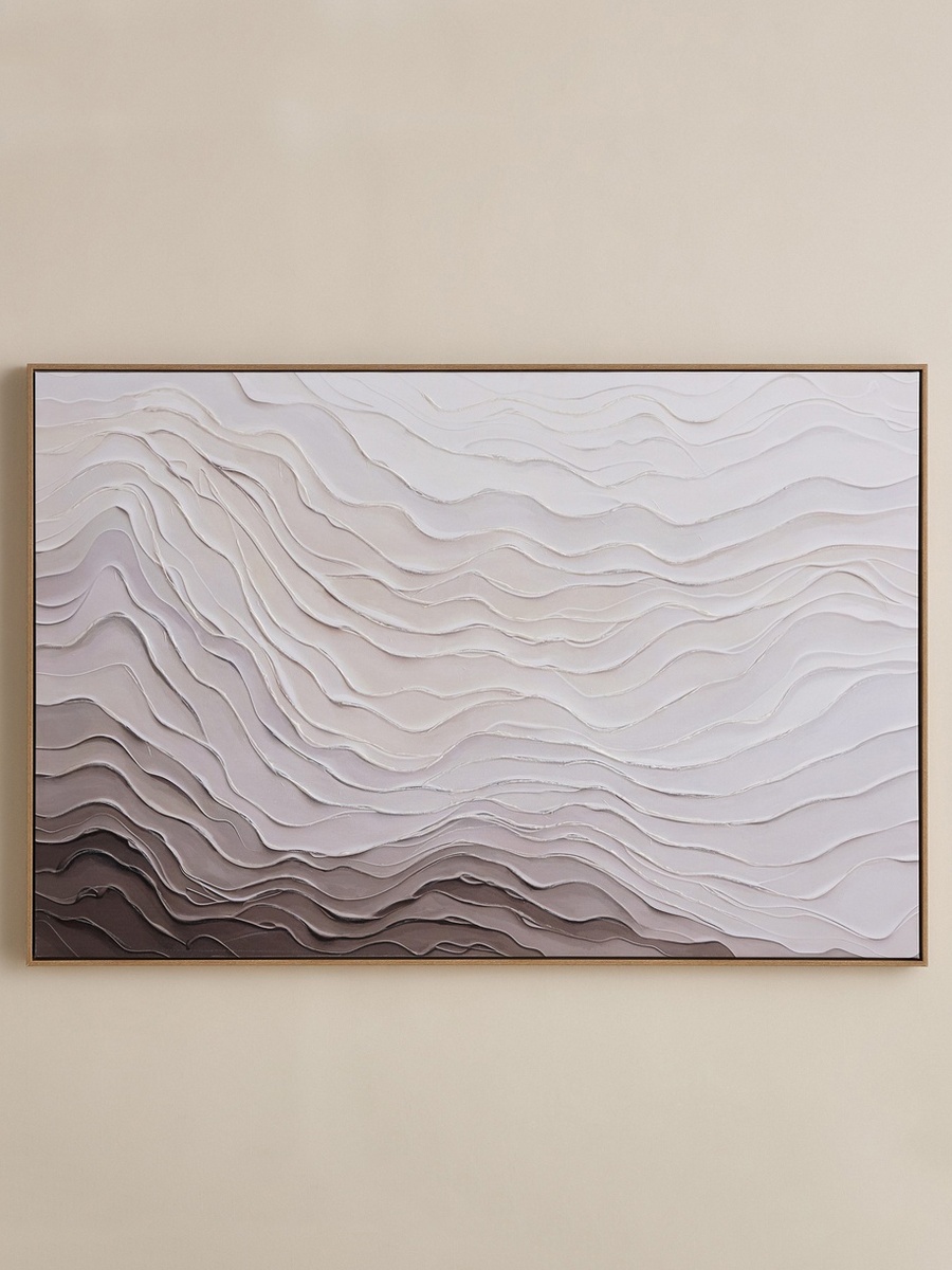 Vivid Solid Wood Stretcher Framed 80% Hand Painted Wave Abstract Canvas Art - 80x120 cm