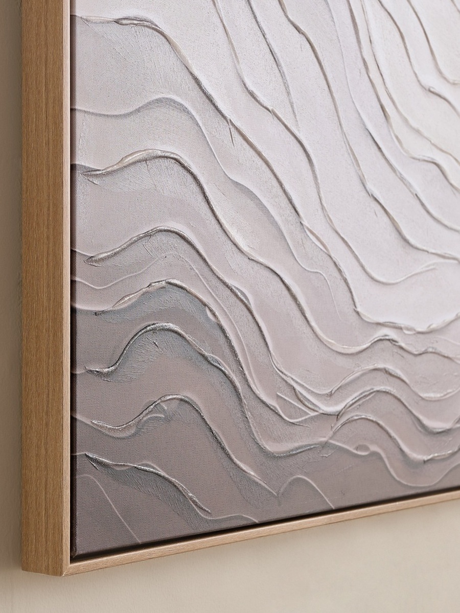 Vivid Solid Wood Stretcher Framed 80% Hand Painted Wave Abstract Canvas Art - 80x120 cm