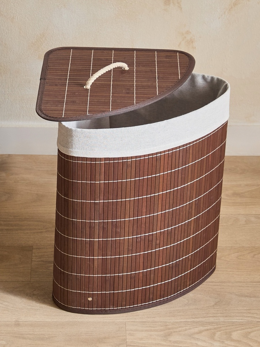 Knock Down Bamboo Corner Laundry Hamper