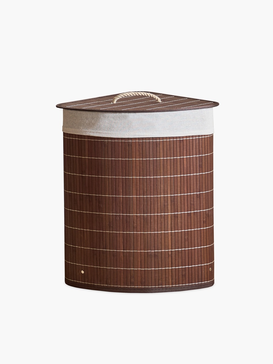 Knock Down Bamboo Corner Laundry Hamper