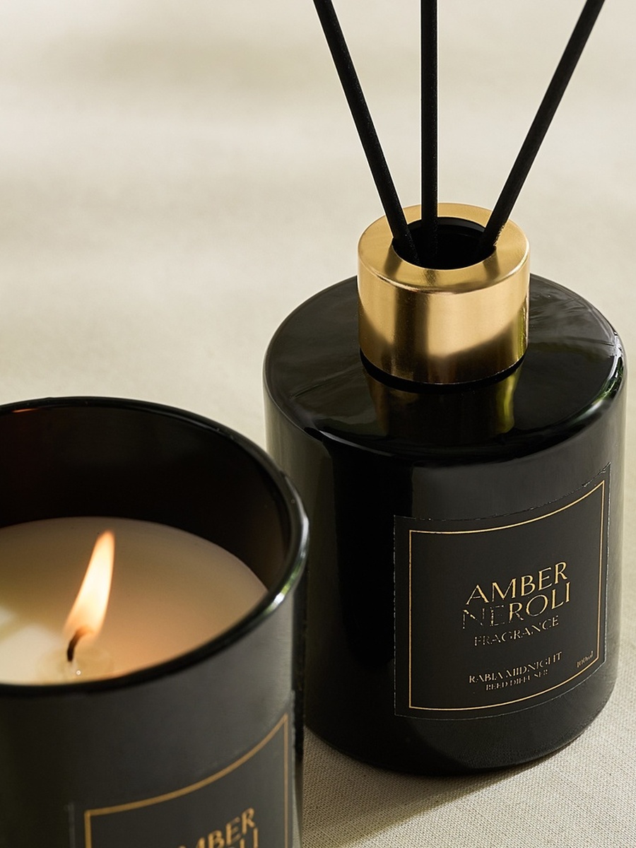 طقم هدايا شمعة وعطر أعواد بعنبر النيرولي ربيعة ميدنايت