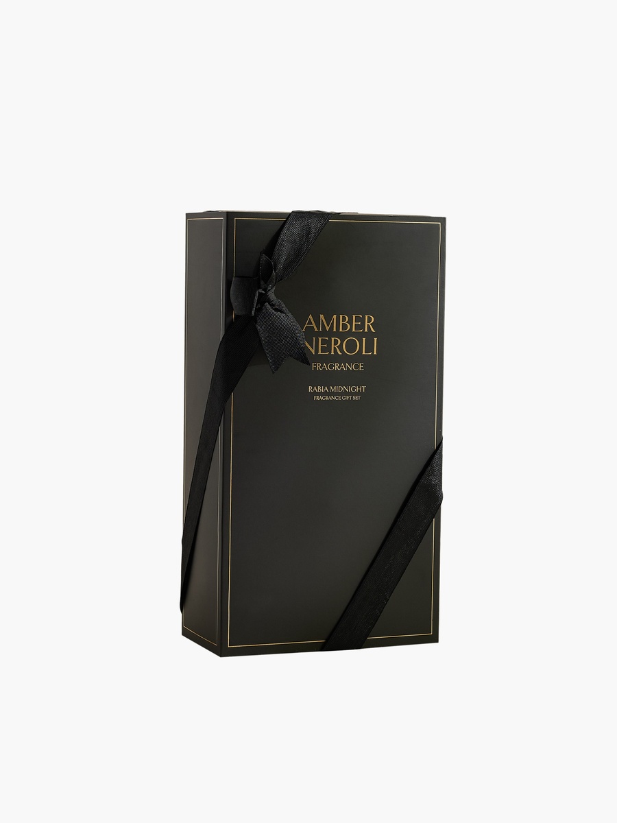 طقم هدايا شمعة وعطر أعواد بعنبر النيرولي ربيعة ميدنايت