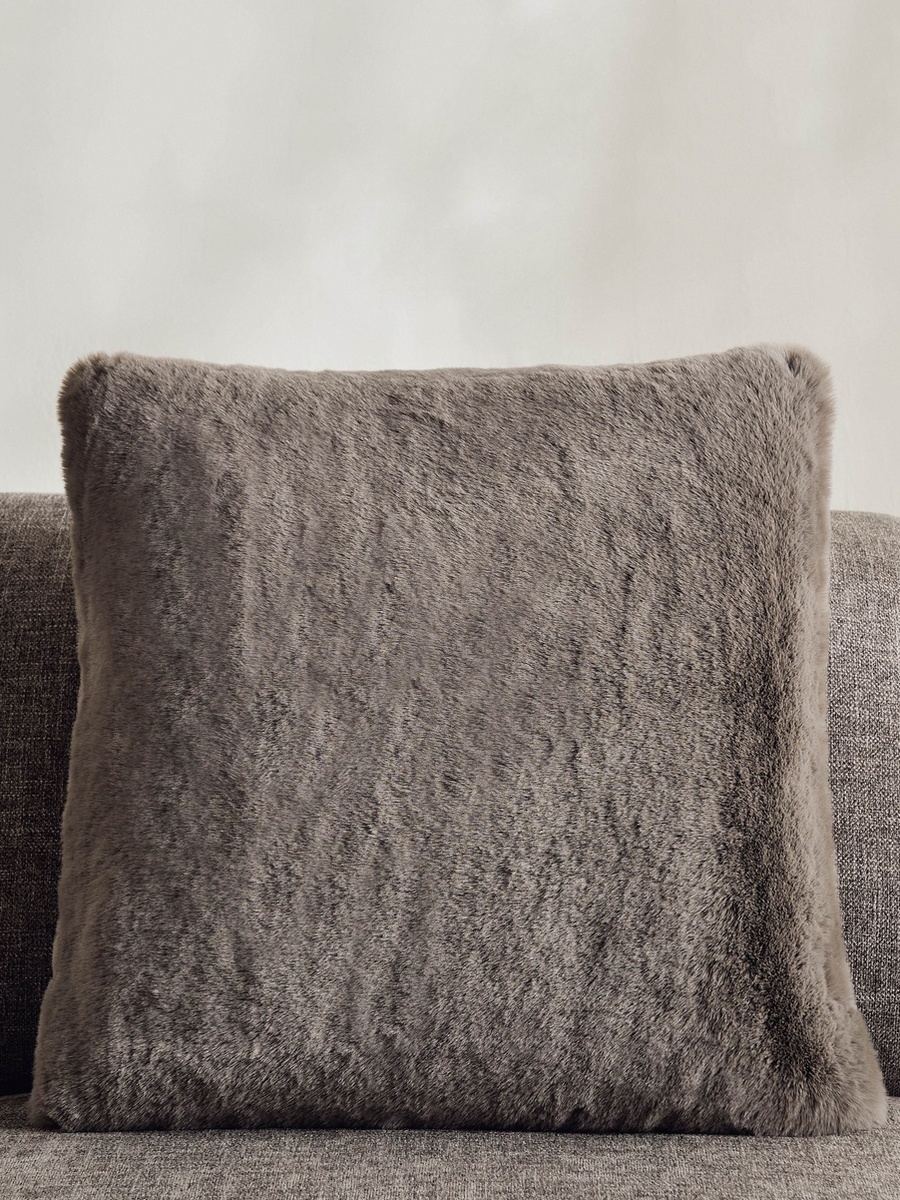 Faux Rabbit Fur Filled Cushion - 50x50 cm