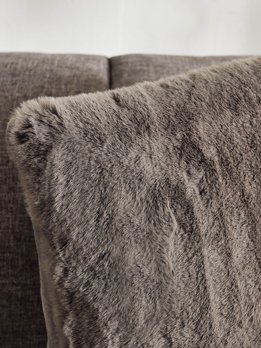 Faux Rabbit Fur Filled Cushion - 50x50 cm