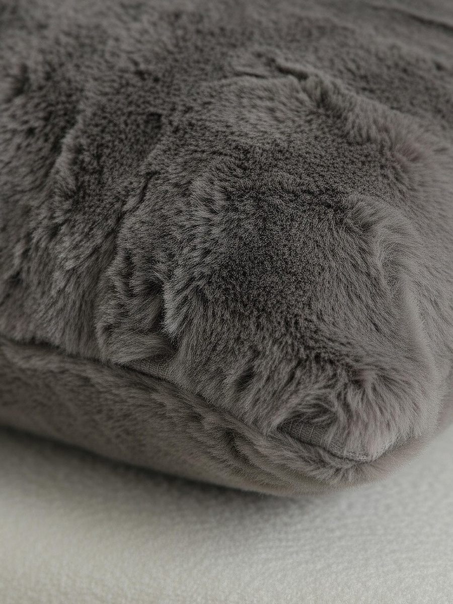 Faux Rabbit Fur Filled Cushion - 50x50 cm