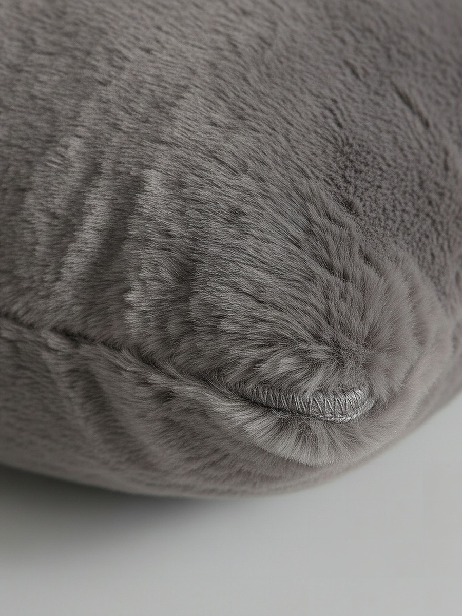 Faux Rabbit Fur Filled Cushion - 50x50 cm