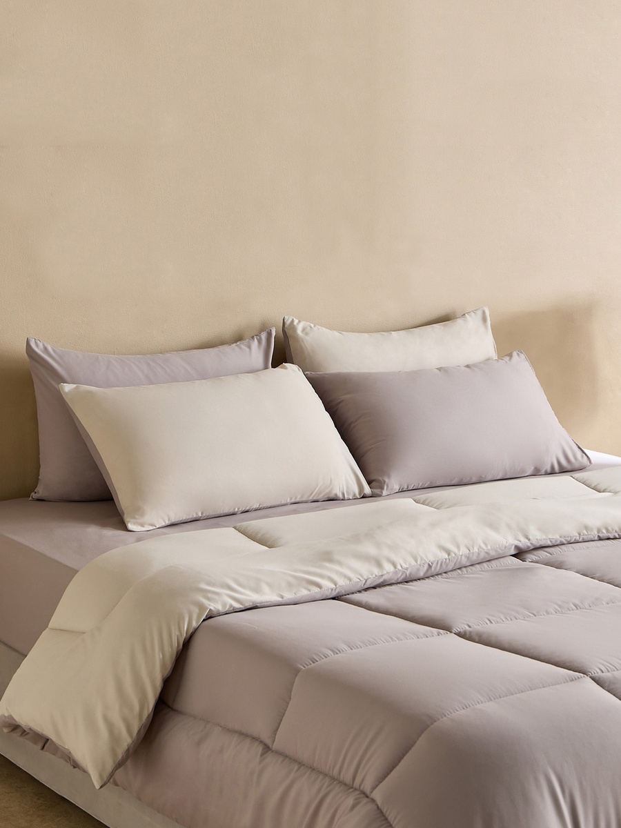 Luno Sleep Ease Hotel Collection 6-Piece Reversible Microfibre Super King BIAB Comforter Set - 240x240 cm