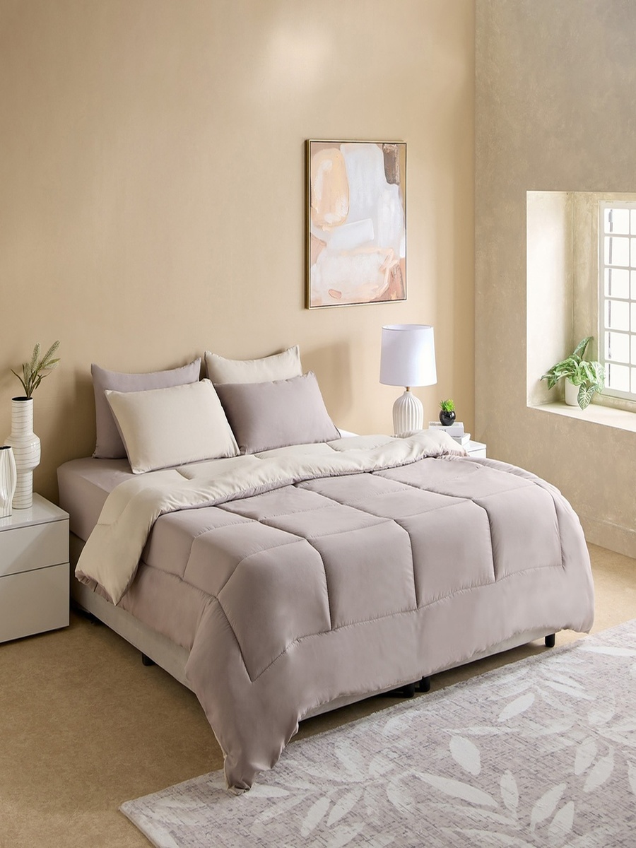 Luno Sleep Ease Hotel Collection 6-Piece Reversible Microfibre Super King BIAB Comforter Set - 240x240 cm