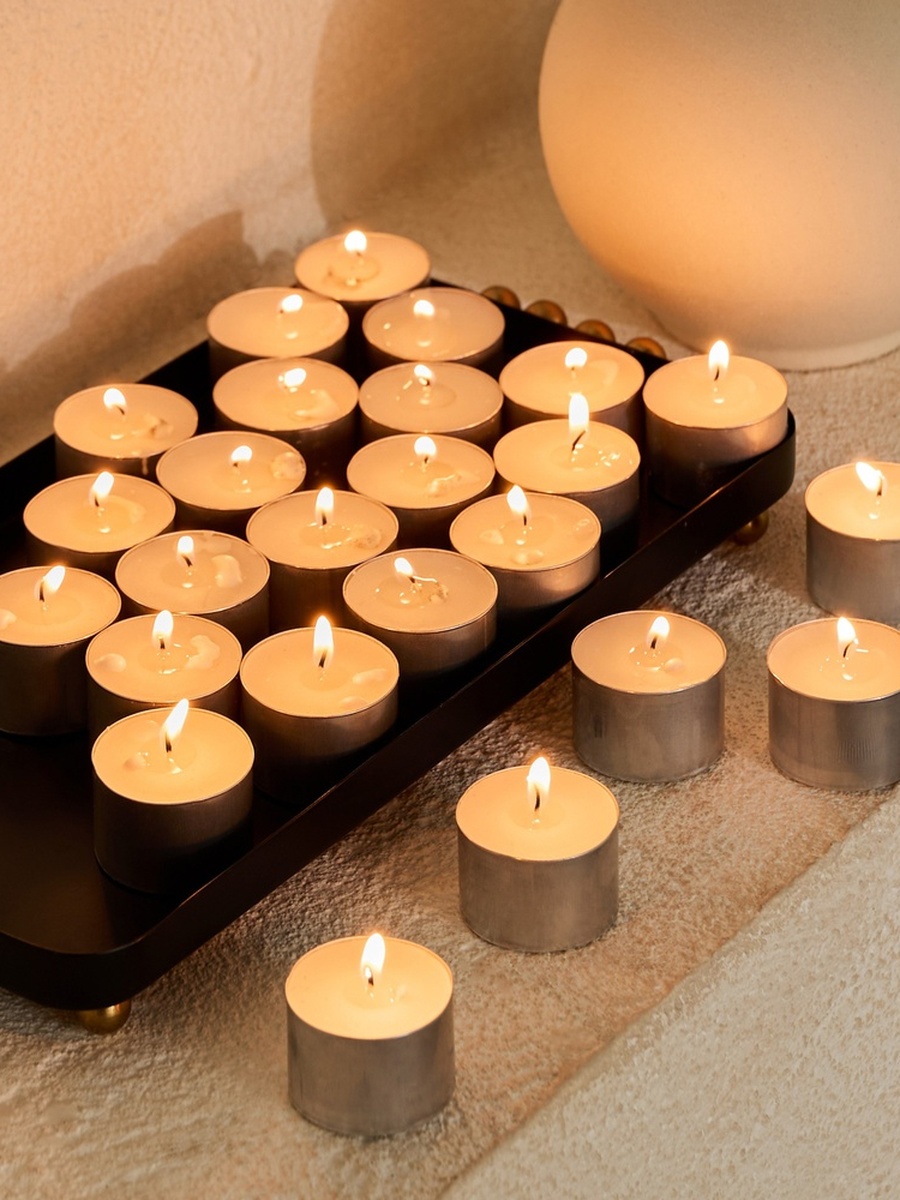 Luna 25-Piece Unscented Tealight Candle Set - 8 h