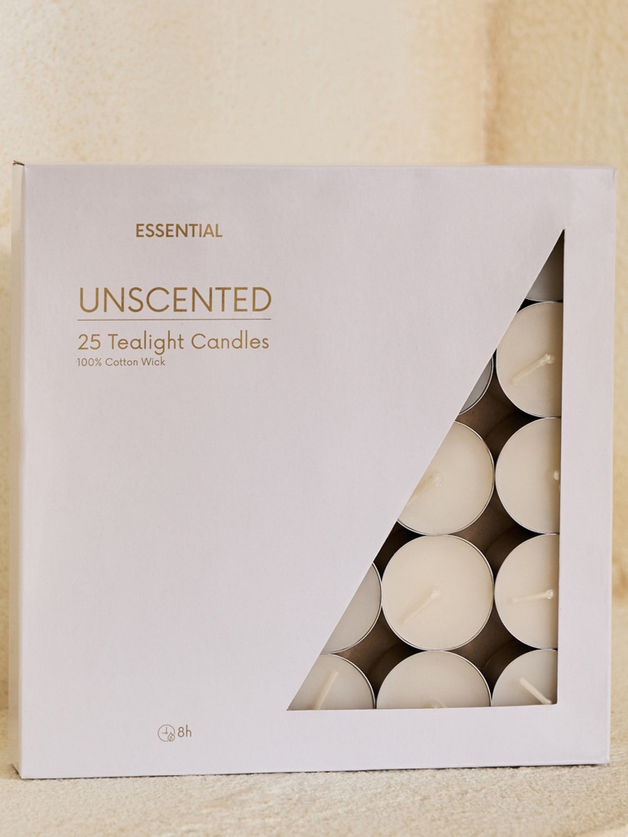 Luna 25-Piece Unscented Tealight Candle Set - 8 h