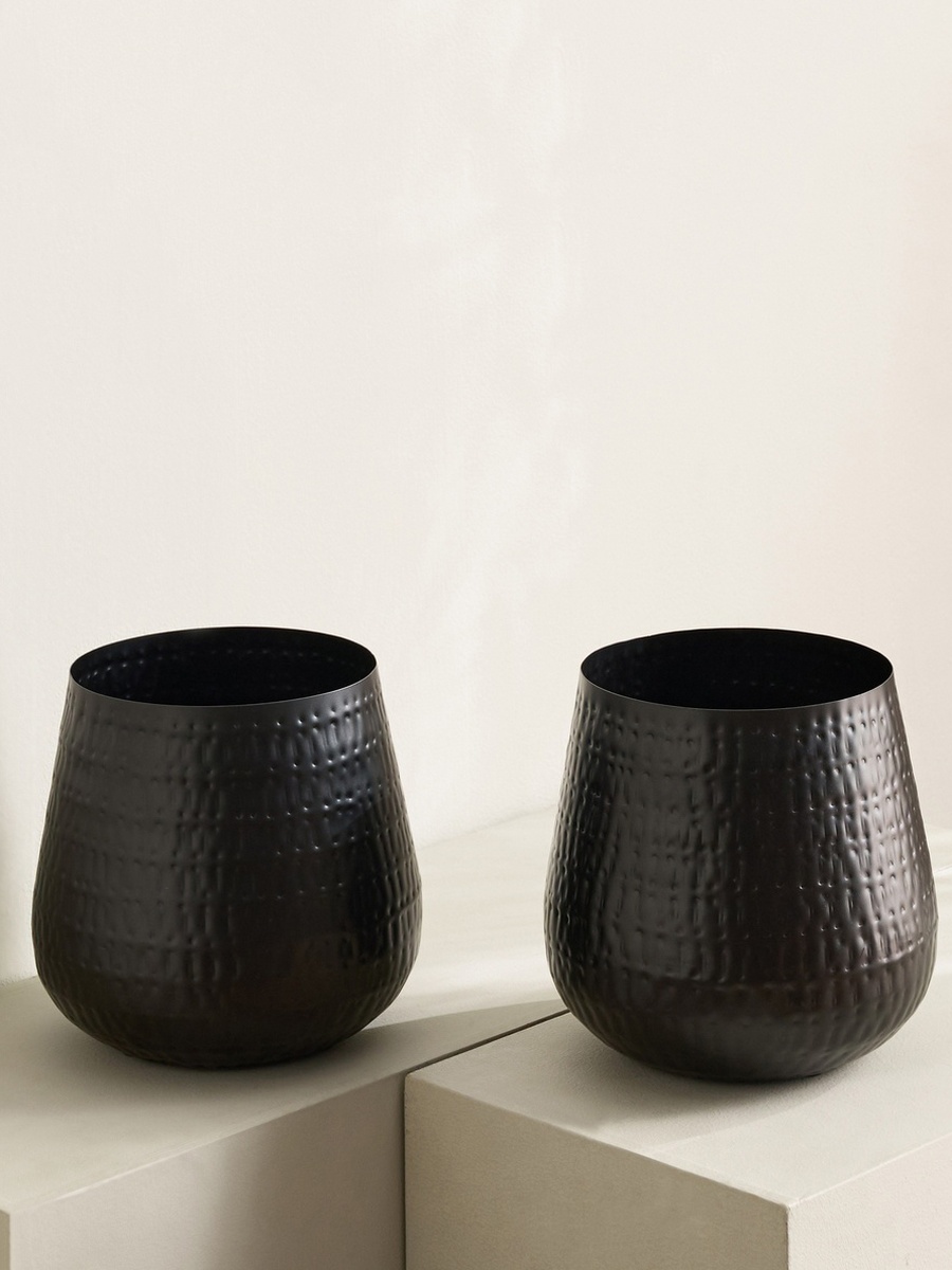 حوض نباتات معدني منقوش مونوكروم أفيا - 25*25*21.5 سم