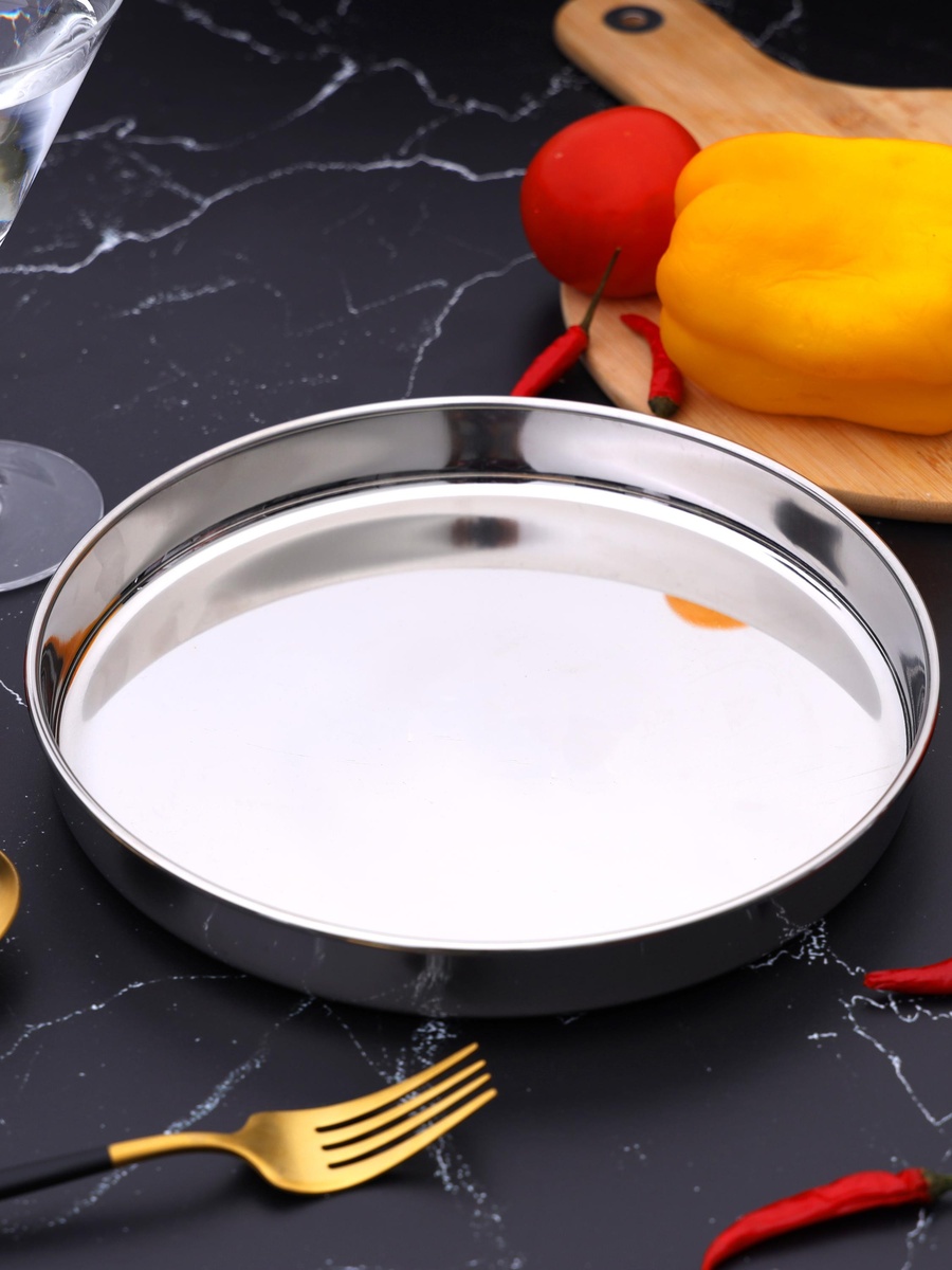 Stainless Steel Khumcha Plate, 26cm