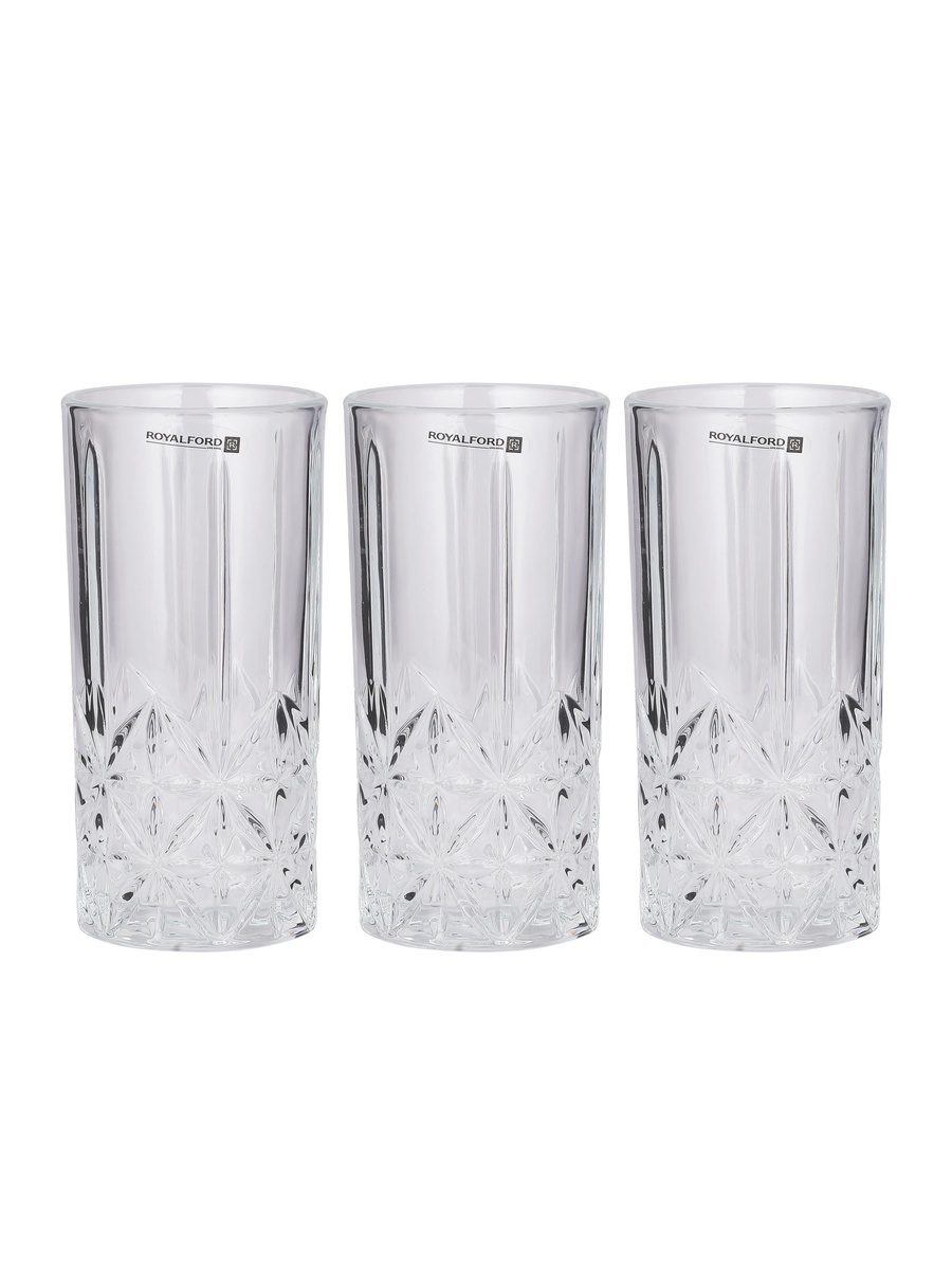 3-Piece Transparent Glass Tumbler Set 360ml 12oz