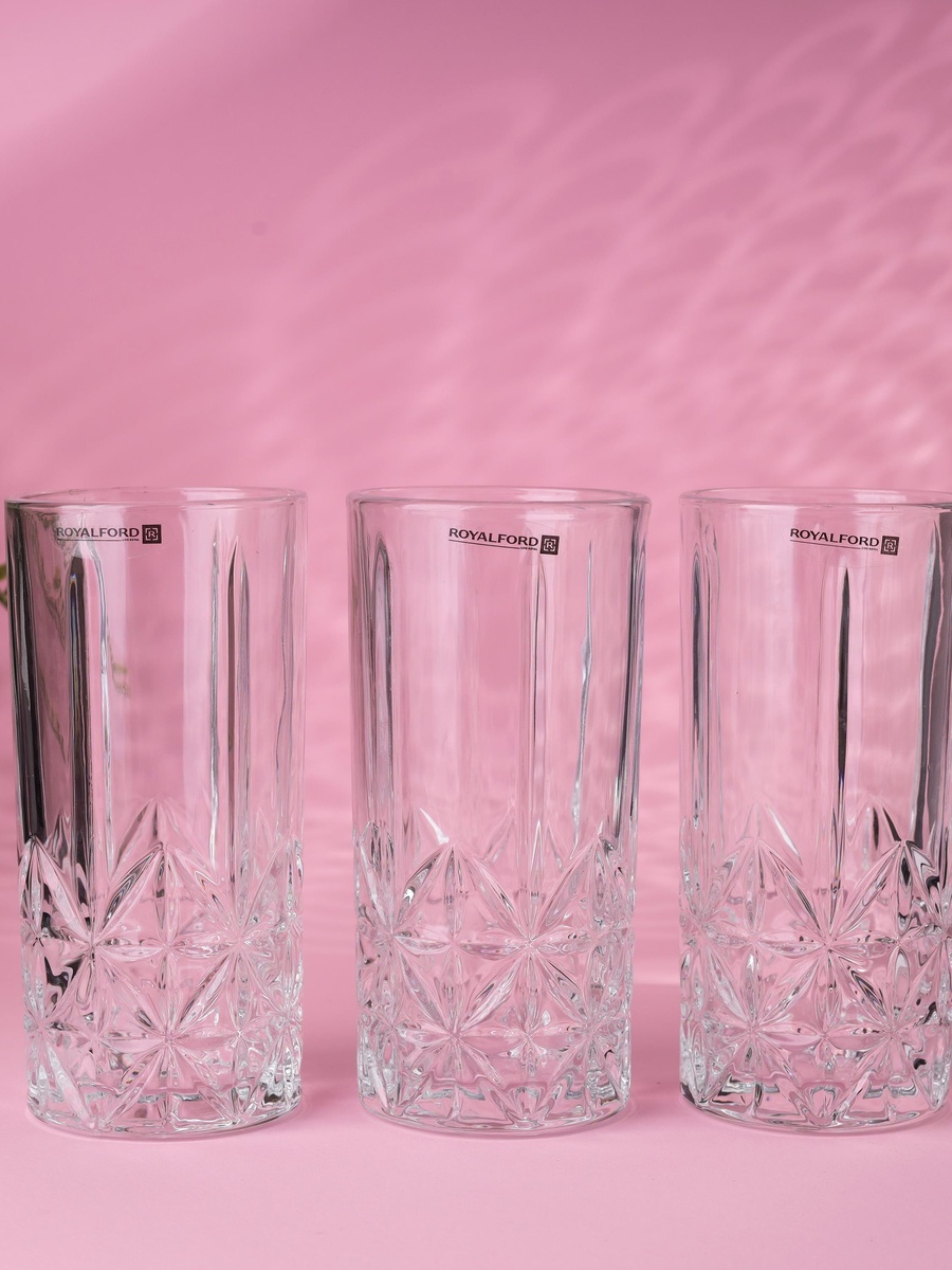 3-Piece Transparent Glass Tumbler Set 360ml 12oz