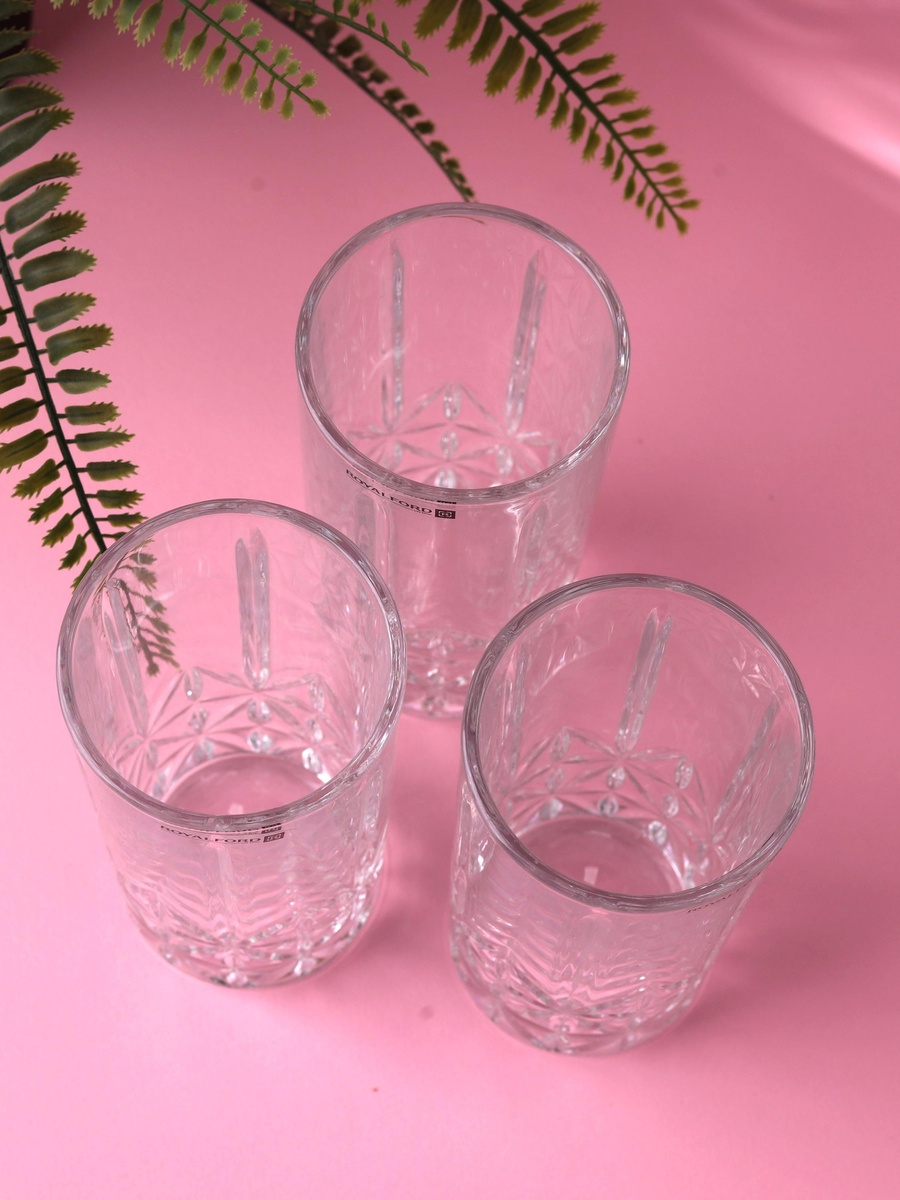 3-Piece Transparent Glass Tumbler Set 360ml 12oz