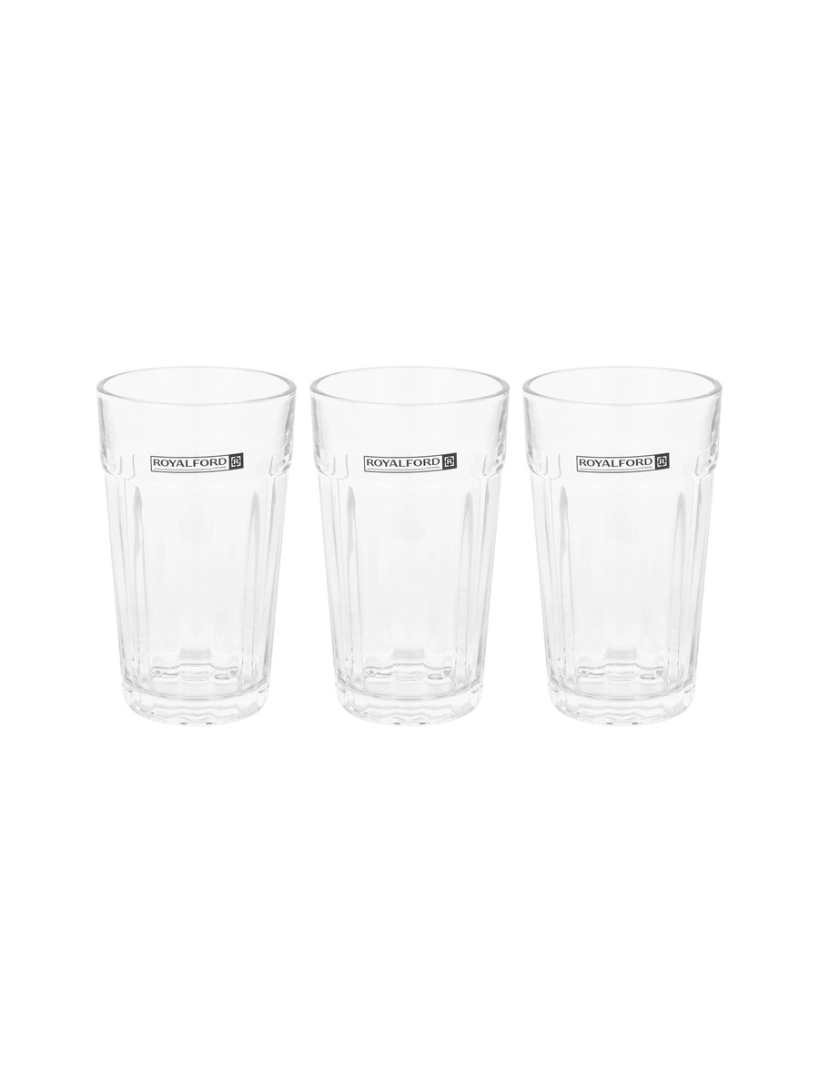 3-Piece Transparent Glass Tumbler Set 330 ml