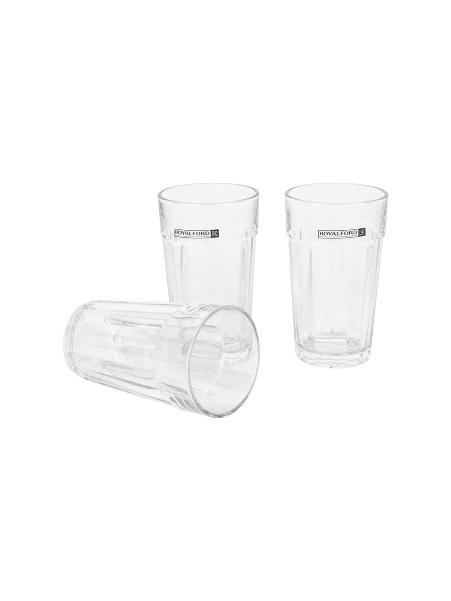 3-Piece Transparent Glass Tumbler Set 330 ml
