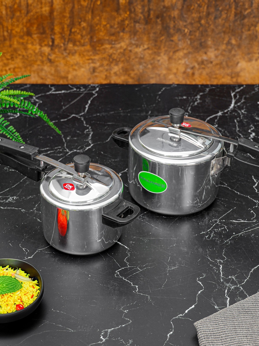 2-Piece Aluminum Pressure Cooker Combo 5L and 3L