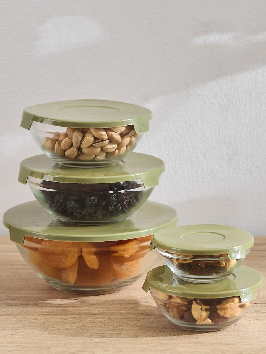Prime Round 5-Piece Glass Container Set