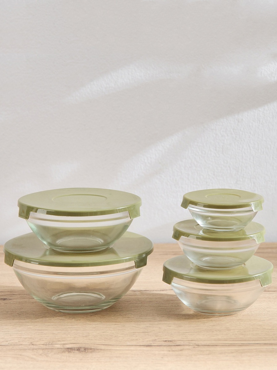 Prime Round 5-Piece Glass Container Set