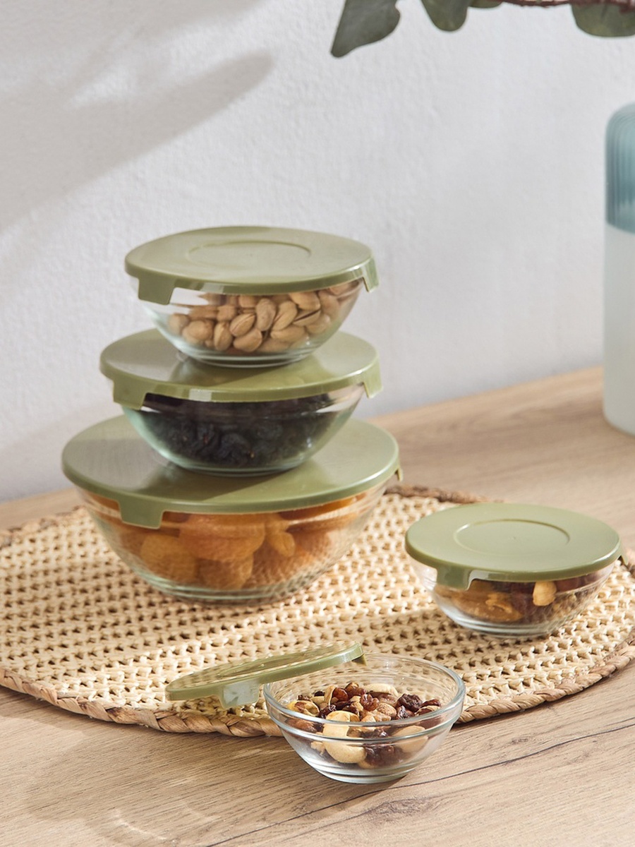 Prime Round 5-Piece Glass Container Set