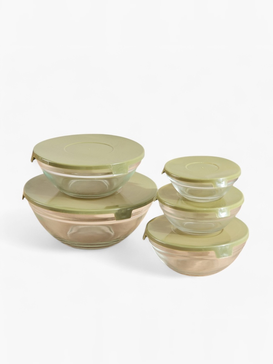 Prime Round 5-Piece Glass Container Set