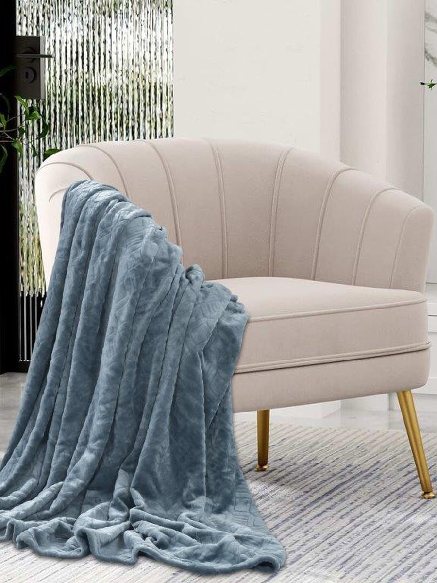 Plain Waffale Blanket 220X240Cm Blue Grey