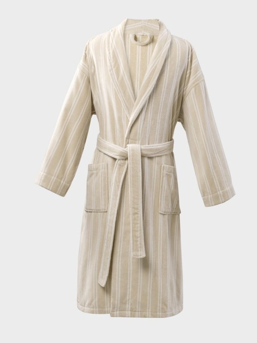 Printed Bathrobe 100% Cotton Free Size Cream