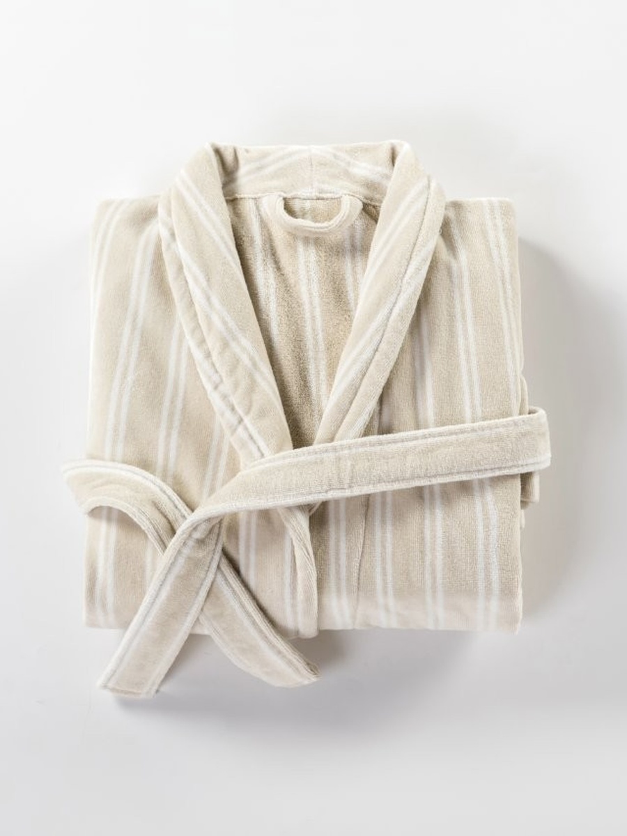 Printed Bathrobe 100% Cotton Free Size Cream