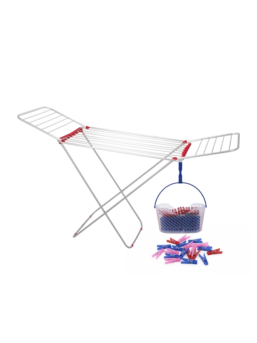 منشر غسيل ألومنيوم 18 مم مع سلة و90 مشبك