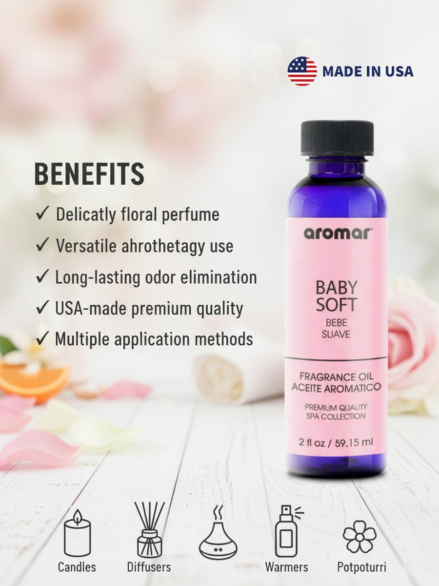 Spa Aromatic Oil Baby Soft Fragrance, 59.15Ml, Long-Lasting Essential Oil