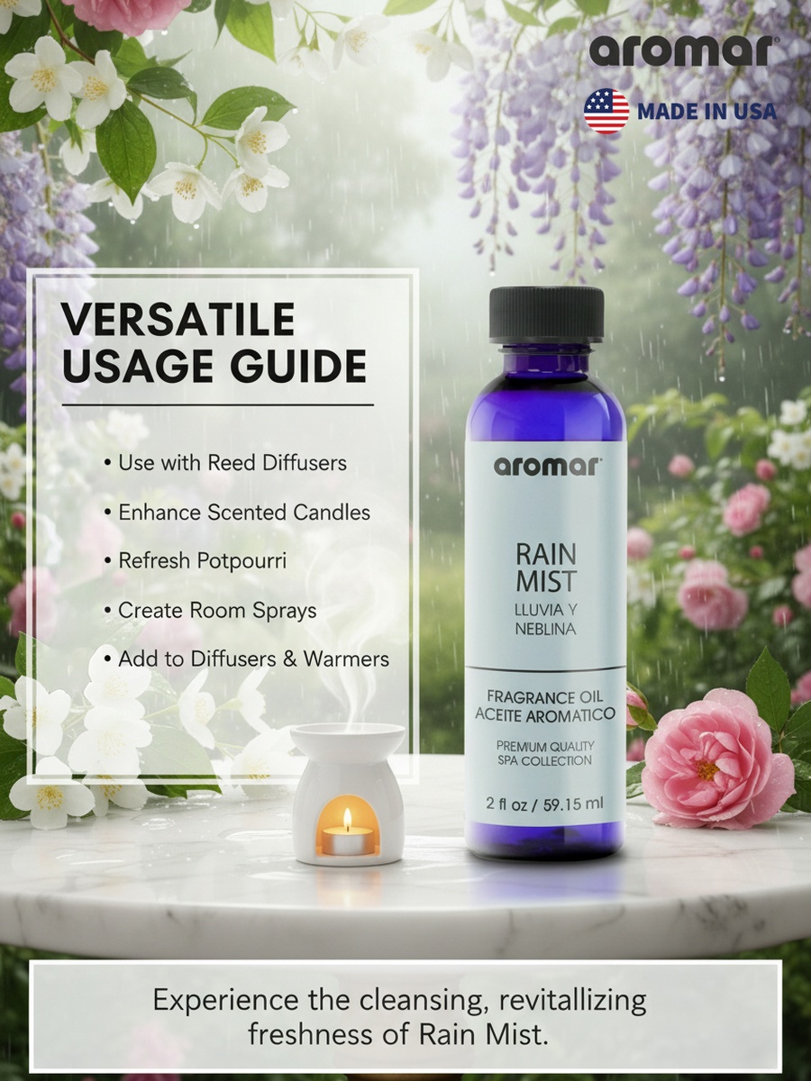 Spa Aromatic Oil Rain Mist Fragrance, 59.15Ml, Fresh Aqua-Inspired Essential Oil For Diffusers