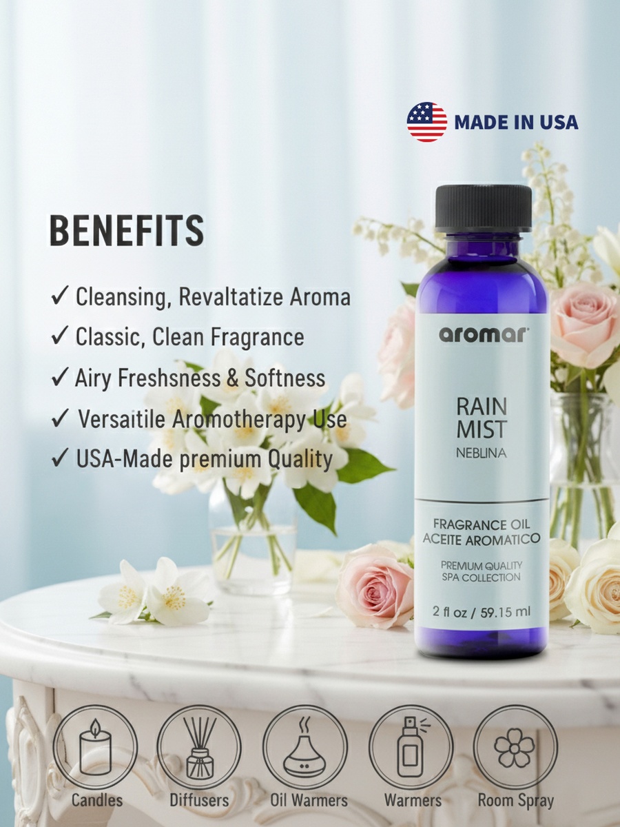 Spa Aromatic Oil Rain Mist Fragrance, 59.15Ml, Fresh Aqua-Inspired Essential Oil For Diffusers
