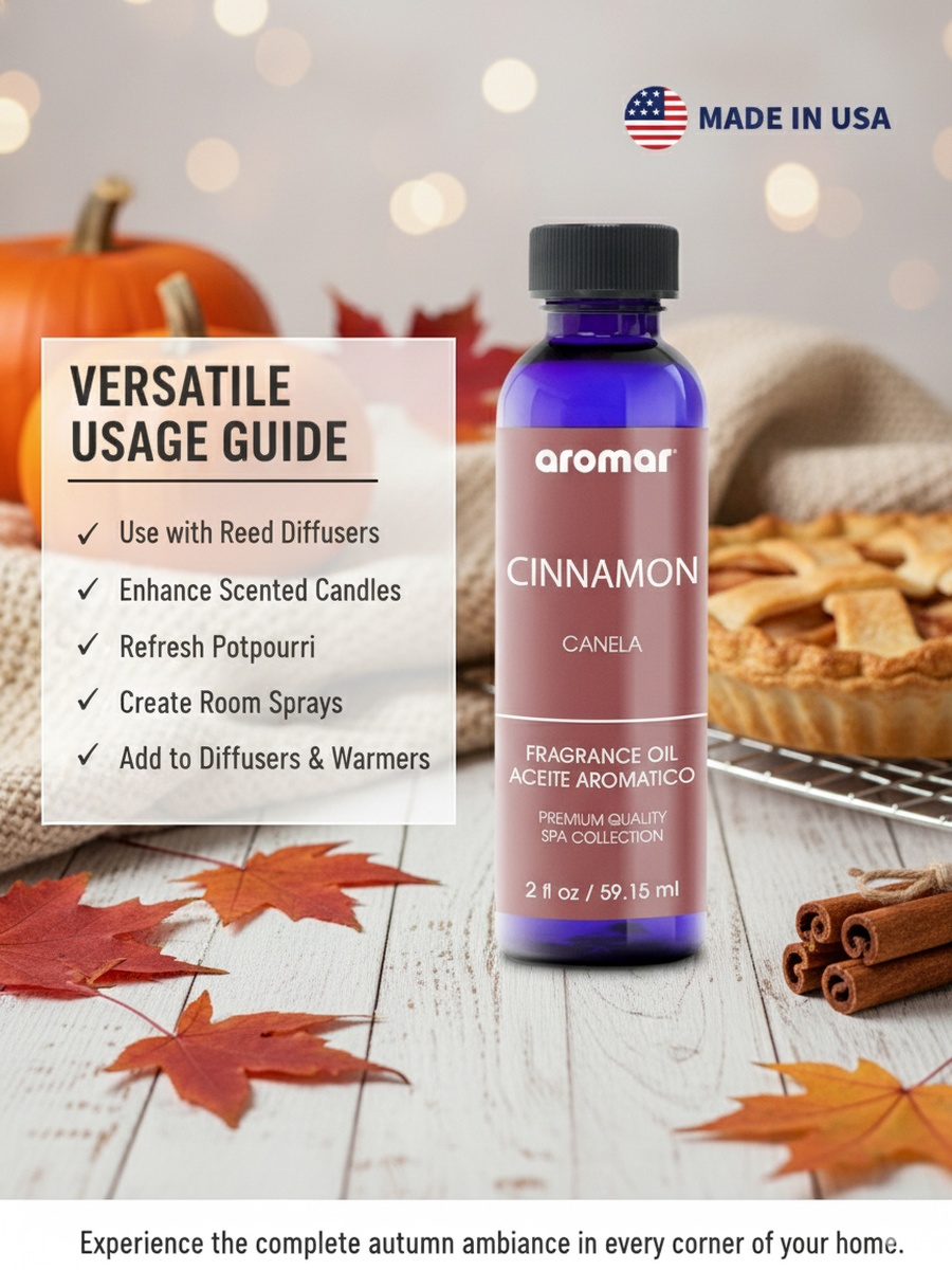 Spa Aromatic Oil Cinnamon Fragrance, 59.15Ml, Warm and Spicy Essential Oil For Diffusers