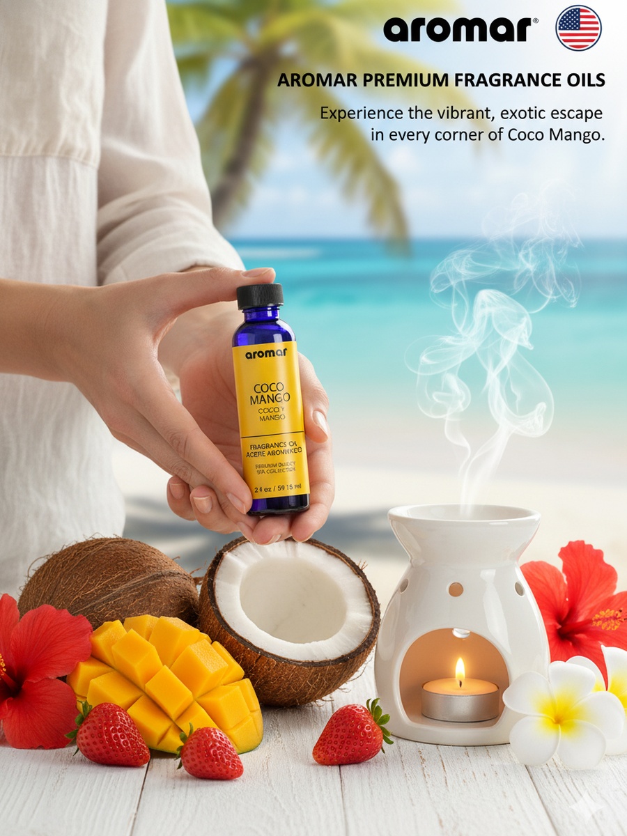Spa Aromatic Oil Coco Mango Fragrance, 59.15 Ml, Tropical Coconut and Juicy Mango Essential Oil