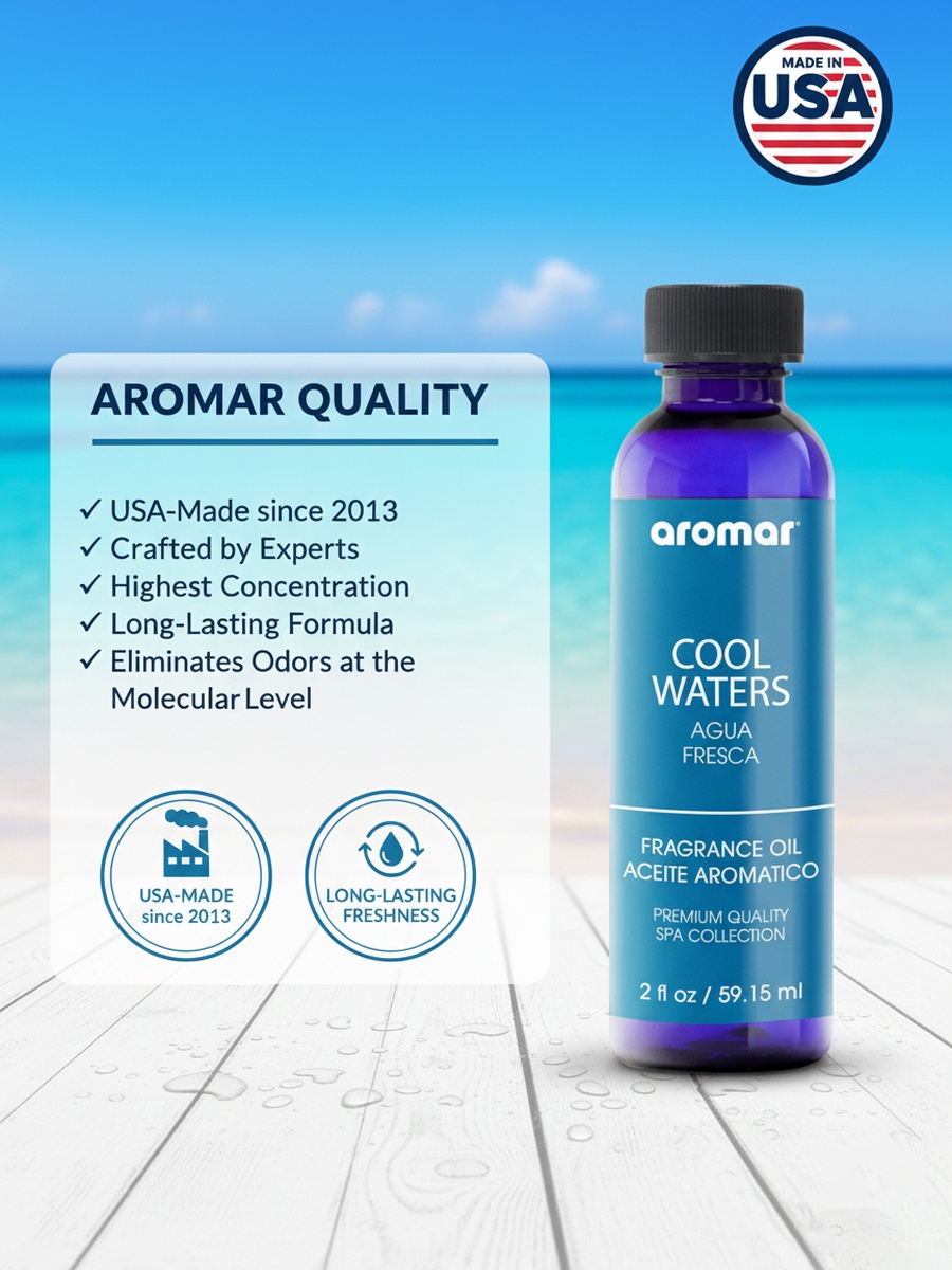 Spa Aromatic Oil Cool Waters Fragrance, 59.15Ml, Fresh Aqua-Inspired Essential Oil